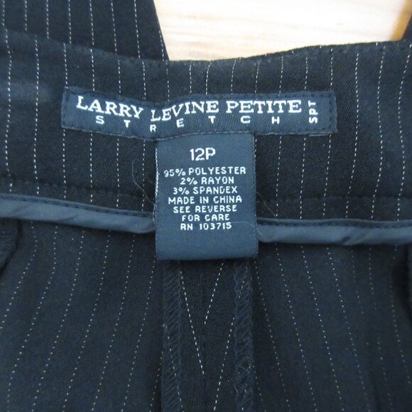 Larry Levine Womens Dress Pants Size 12P Black Pinstripe Stretch Straight Leg - Picture 4 of 6
